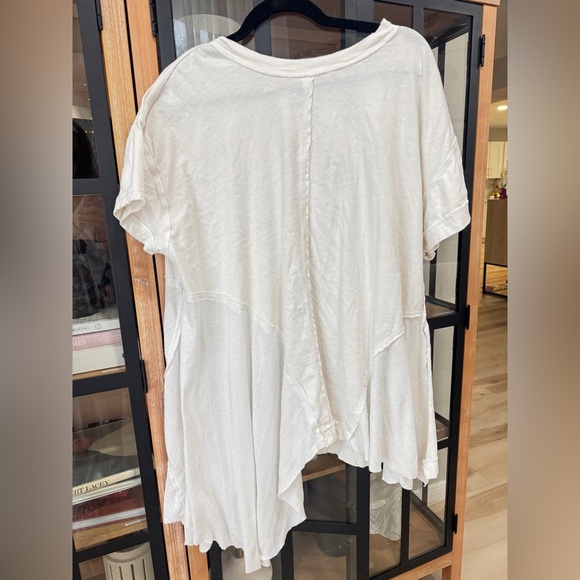 Free People my side tee tunic long line ribbed slouchy crewneck asymmetrical - Picture 2 of 16